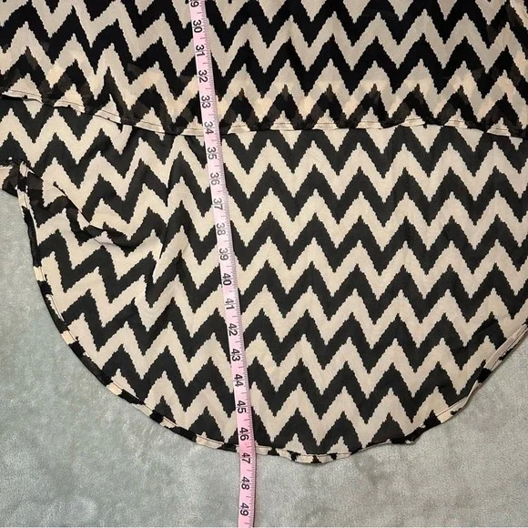 Liberty Love Midi Dress Size S Black Beige Chevron High Low Sleeveless Summer - Picture 7 of 11